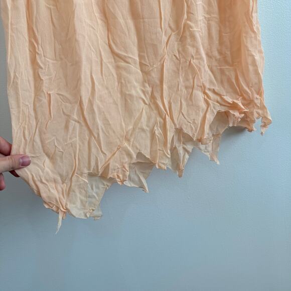 Antique 1920's Belted Scalloped Hem Floral Embroidered Slip Dress Vintage - Picture 5 of 6